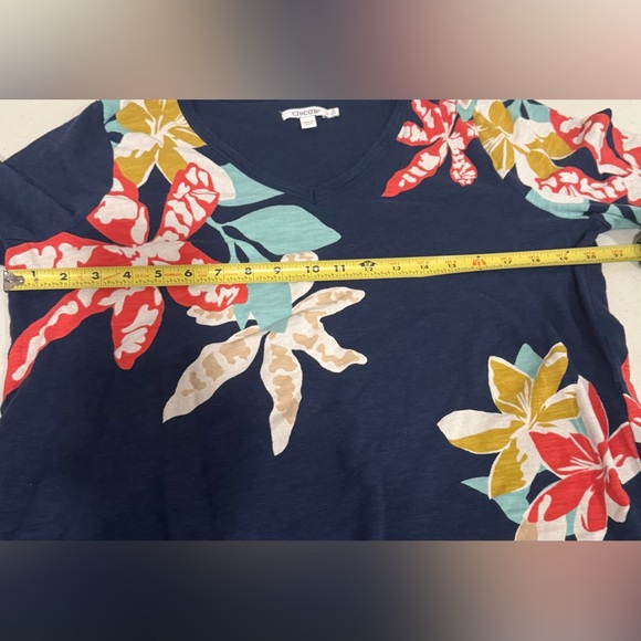 Chico’s Floral V-Neck 3/4 Sleeve Cotton Modal Top Spring Printed Bohemian Large - Picture 7 of 8
